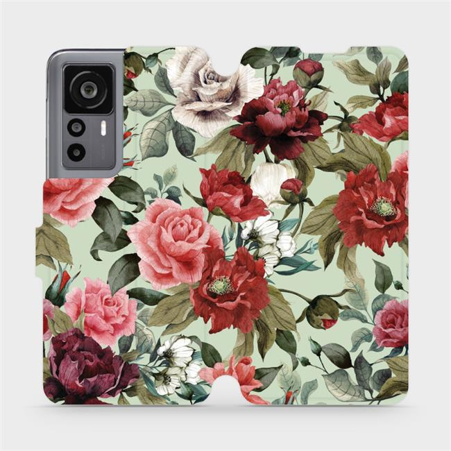 Flipové pouzdro Mobiwear - Xiaomi 12T Pro / Xiaomi 12T - MD06P Růže a květy na světle zelené