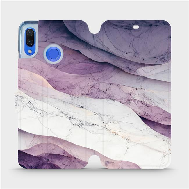 Flipové pouzdro Mobiwear - Huawei Nova 3 - VP31S Bílý a fialový mramor