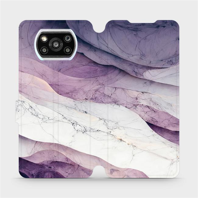 Flipové pouzdro Mobiwear - Xiaomi POCO X3 Pro - VP31S Bílý a fialový mramor