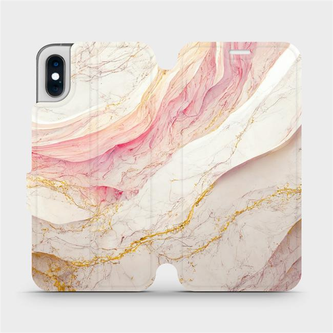 Flipové pouzdro Mobiwear - Apple iPhone X / XS - VP32S Růžový a zlatavý mramor