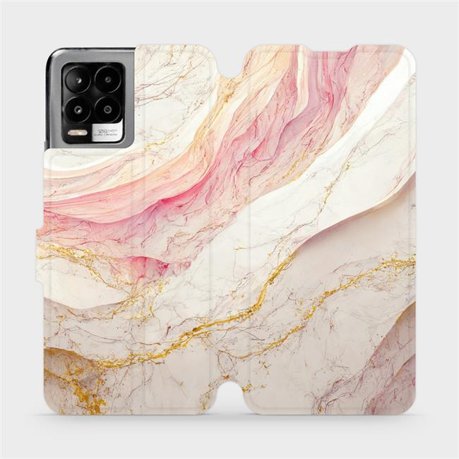 Flipové pouzdro Mobiwear - Realme 8 - VP32S Růžový a zlatavý mramor