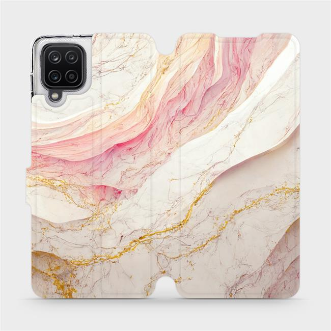 Flipové pouzdro Mobiwear - Samsung Galaxy A12 - VP32S Růžový a zlatavý mramor