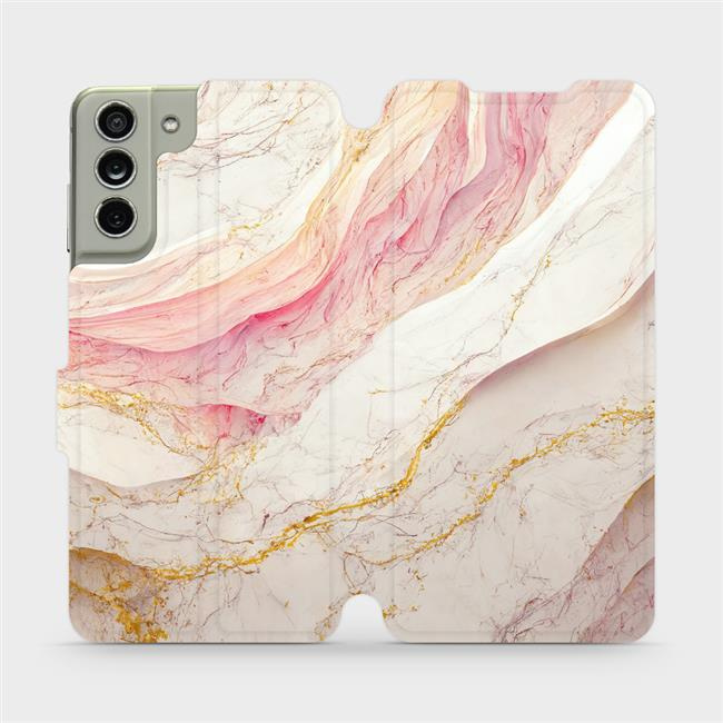 Flipové pouzdro Mobiwear - Samsung Galaxy S21 FE - VP32S Růžový a zlatavý mramor