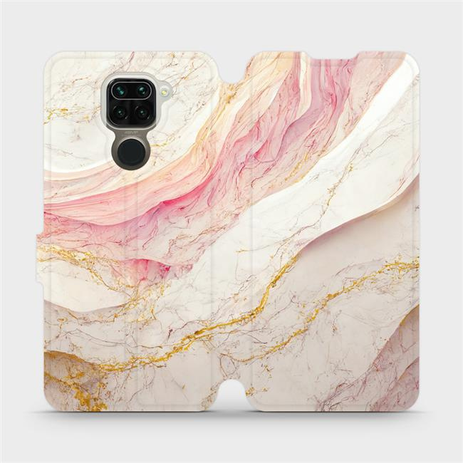 Flipové pouzdro Mobiwear - Xiaomi Redmi Note 9 - VP32S Růžový a zlatavý mramor
