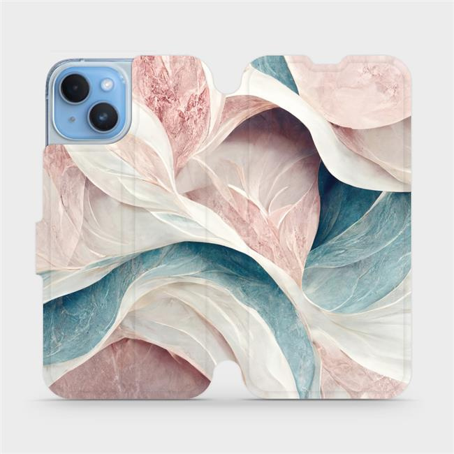 Flipové pouzdro Mobiwear - Apple iPhone 14 - VP33S Růžový a zelenkavý mramor
