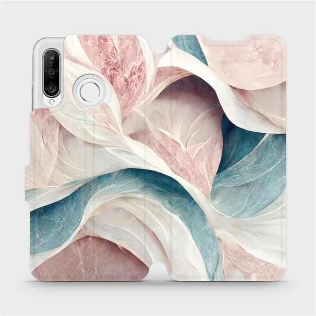 Flipové pouzdro Mobiwear - Huawei P30 Lite - VP33S Růžový a zelenkavý mramor