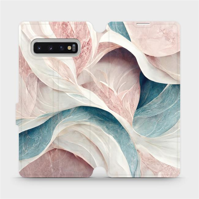 Flipové pouzdro Mobiwear - Samsung Galaxy S10 Plus - VP33S Růžový a zelenkavý mramor