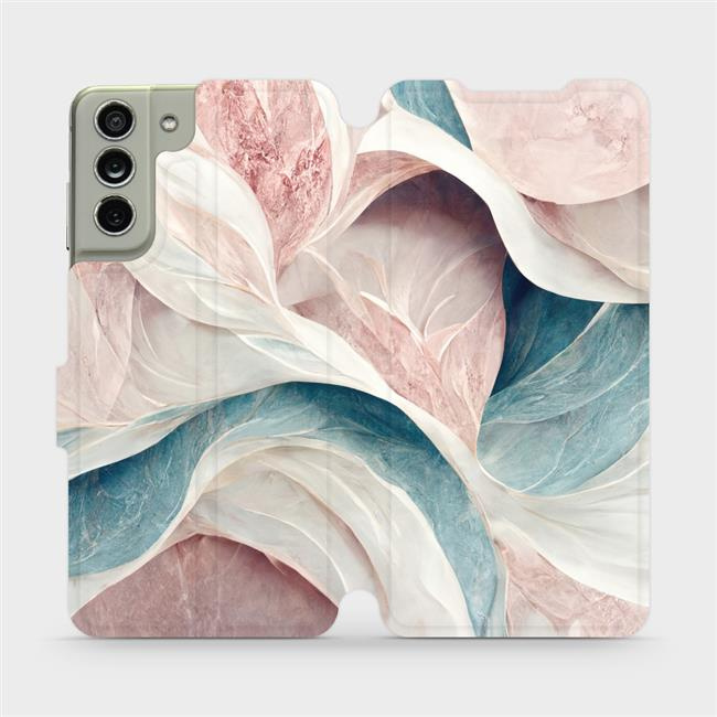 Flipové pouzdro Mobiwear - Samsung Galaxy S21 FE - VP33S Růžový a zelenkavý mramor