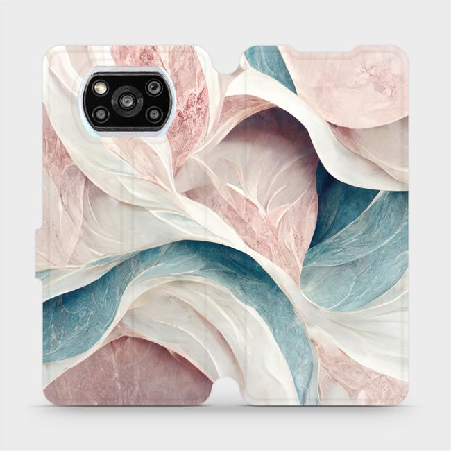 Flipové pouzdro Mobiwear - Xiaomi POCO X3 Pro - VP33S Růžový a zelenkavý mramor