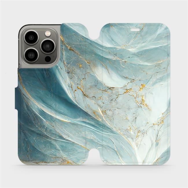 Flipové pouzdro Mobiwear - Apple iPhone 13 Pro - VP34S Zelenkavý a zlatavý mramor