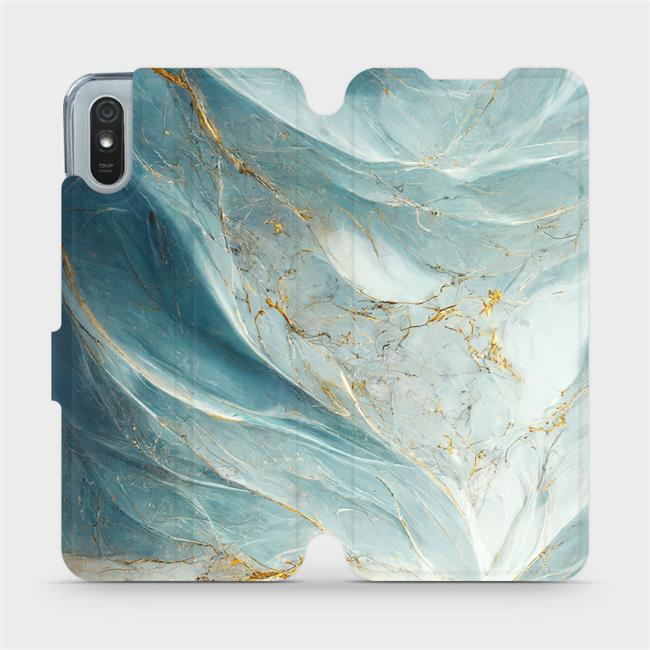 Flipové pouzdro Mobiwear - Xiaomi Redmi 9A / 9AT - VP34S Zelenkavý a zlatavý mramor