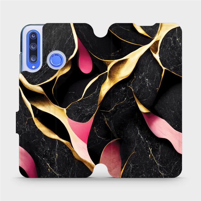 Flipové pouzdro Mobiwear - Honor 20 Lite - VP35S Černý a zlatavý mramor