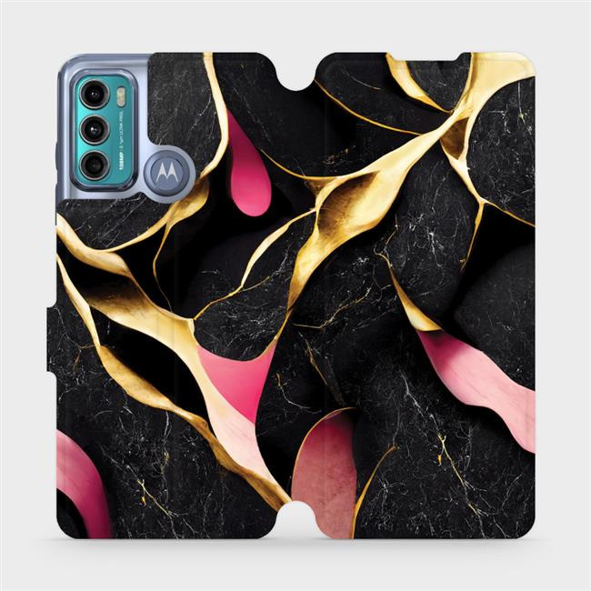 Flipové pouzdro Mobiwear - Motorola Moto G60 - VP35S Černý a zlatavý mramor