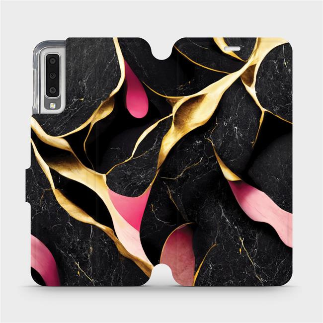 Flipové pouzdro Mobiwear - Samsung Galaxy A7 2018 - VP35S Černý a zlatavý mramor