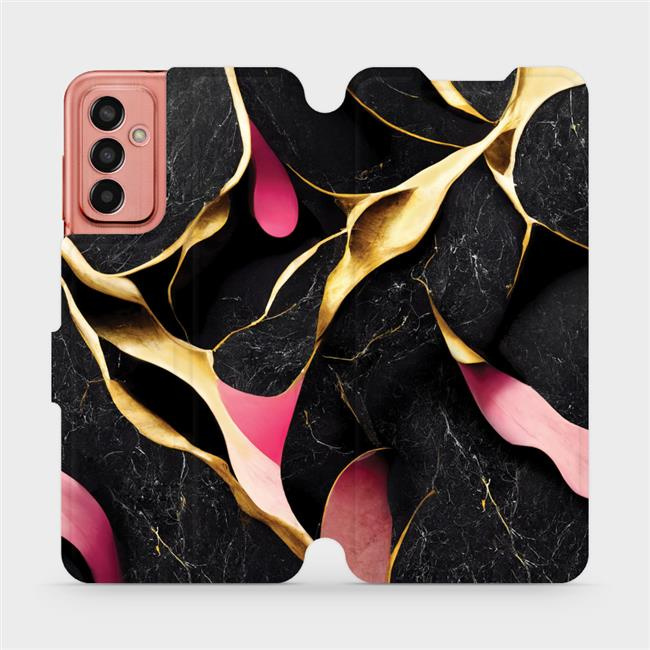 Flipové pouzdro Mobiwear - Samsung Galaxy M13 - VP35S Černý a zlatavý mramor