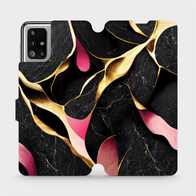 Flipové pouzdro Mobiwear - Samsung Galaxy M51 - VP35S Černý a zlatavý mramor