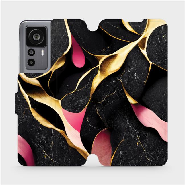 Flipové pouzdro Mobiwear - Xiaomi 12T / 12T Pro - VP35S Černý a zlatavý mramor