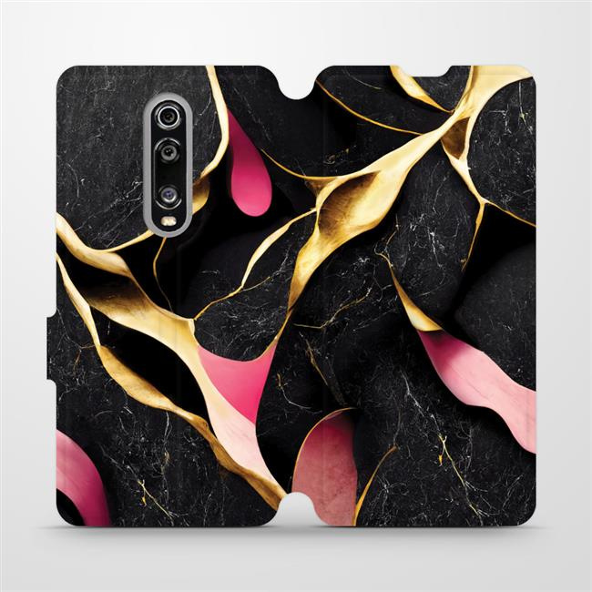 Flipové pouzdro Mobiwear - Xiaomi Mi 9T / 9T Pro - VP35S Černý a zlatavý mramor