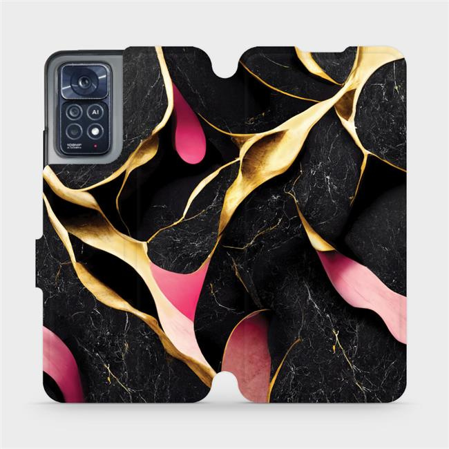 Flipové pouzdro Mobiwear - Xiaomi Redmi Note 11 Pro 5G - VP35S Černý a zlatavý mramor