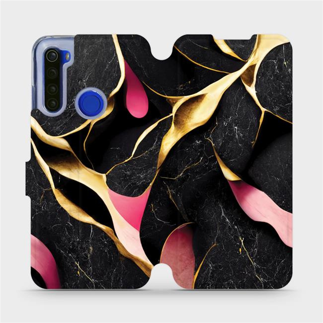 Flipové pouzdro Mobiwear - Xiaomi Redmi Note 8T - VP35S Černý a zlatavý mramor