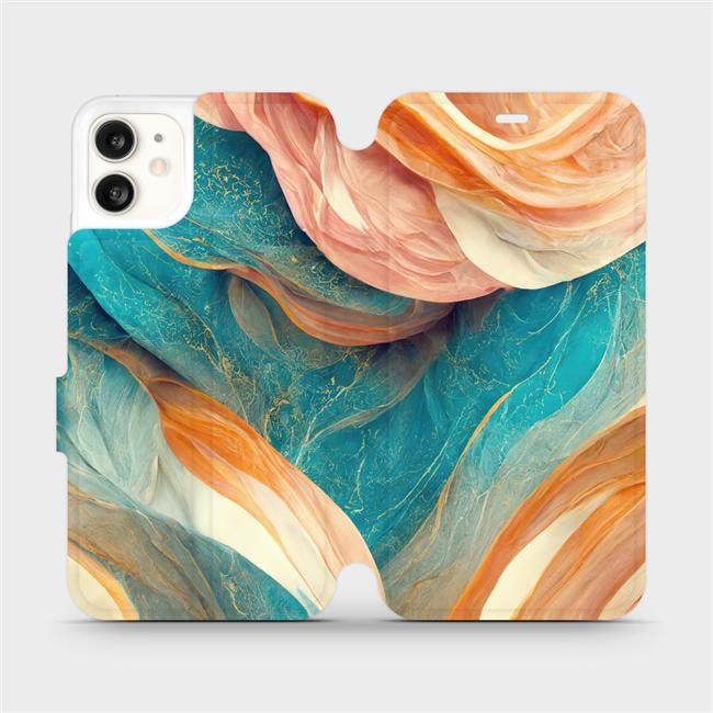 Flipové pouzdro Mobiwear - Apple iPhone 11 - VP36S Azurový a oranžový mramor