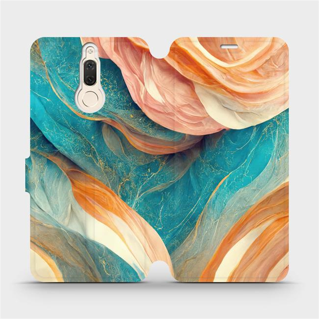 Flipové pouzdro Mobiwear - Huawei Mate 10 Lite - VP36S Azurový a oranžový mramor