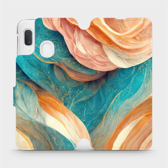 Flipové pouzdro Mobiwear - Samsung Galaxy A20e - VP36S Azurový a oranžový mramor