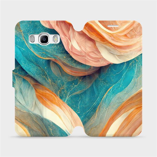 Flipové pouzdro Mobiwear - Samsung Galaxy J5 2016 - VP36S Azurový a oranžový mramor