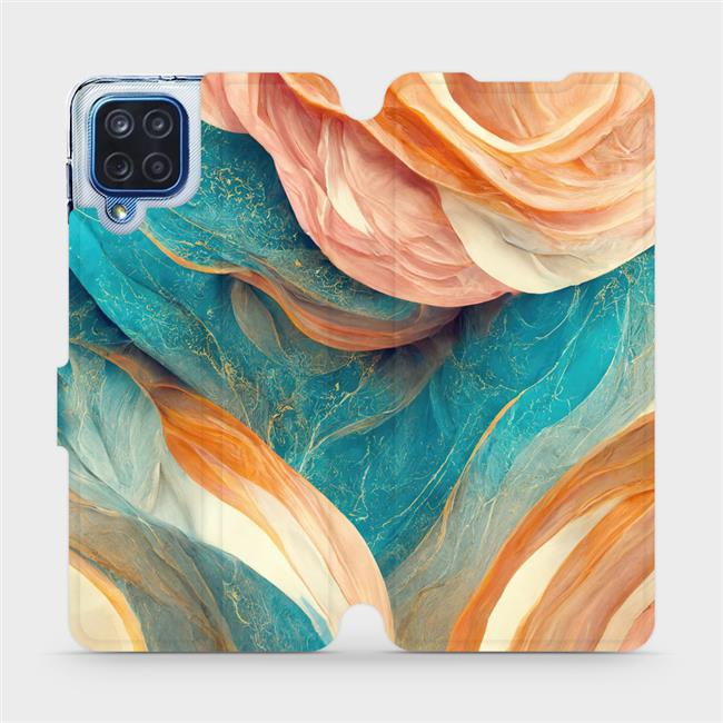 Flipové pouzdro Mobiwear - Samsung Galaxy M12 - VP36S Azurový a oranžový mramor