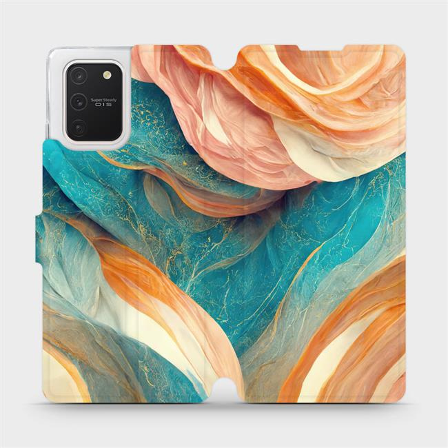 Flipové pouzdro Mobiwear - Samsung Galaxy S10 Lite - VP36S Azurový a oranžový mramor