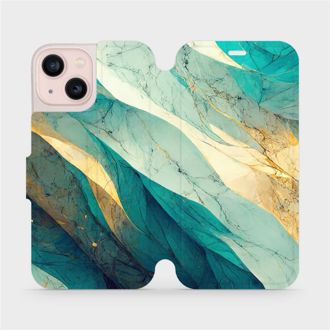 Flipové pouzdro Mobiwear - Apple iPhone 13 mini - VP37S Zlatavý a zelenkavý mramor