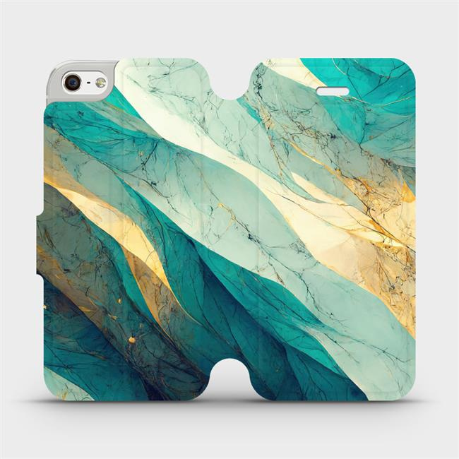 Flipové pouzdro Mobiwear - Apple iPhone 5S / 5 / SE - VP37S Zlatavý a zelenkavý mramor