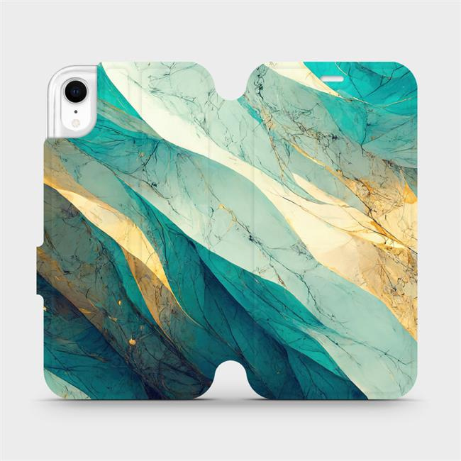 Flipové pouzdro Mobiwear - Apple iPhone XR - VP37S Zlatavý a zelenkavý mramor