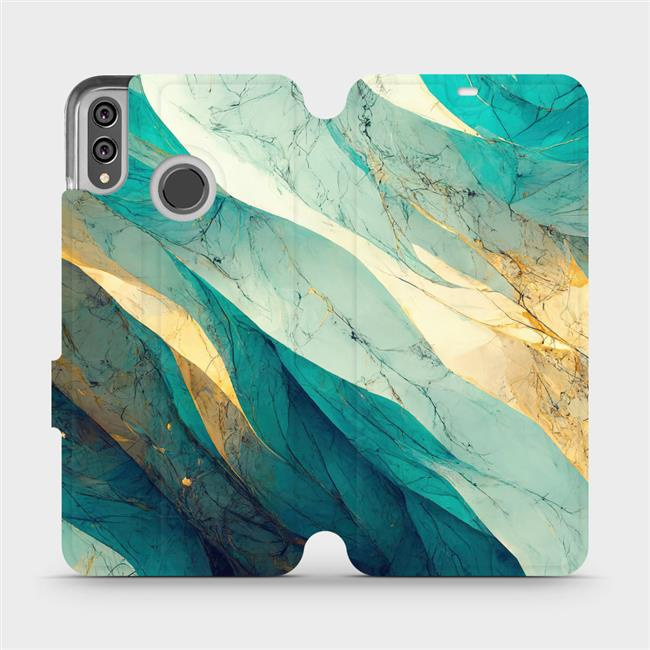 Flipové pouzdro Mobiwear - Honor 8X - VP37S Zlatavý a zelenkavý mramor