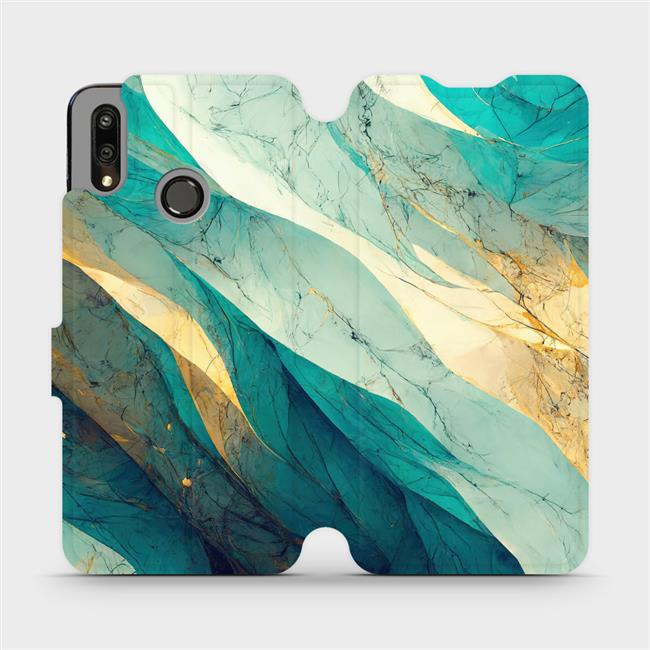 Flipové pouzdro Mobiwear - Huawei P Smart 2019 - VP37S Zlatavý a zelenkavý mramor