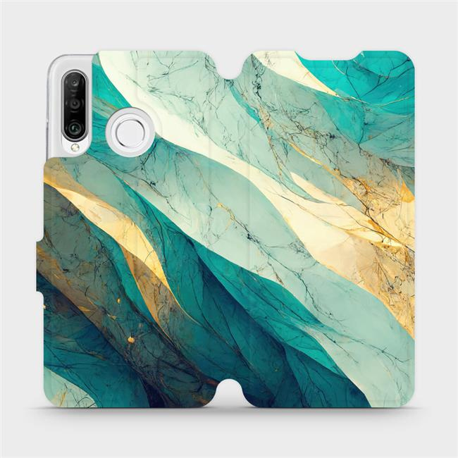 Flipové pouzdro Mobiwear - Huawei P30 Lite - VP37S Zlatavý a zelenkavý mramor