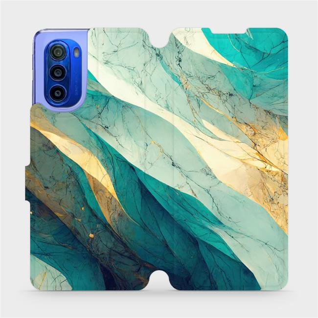 Flipové pouzdro Mobiwear - Motorola Moto G51 5G - VP37S Zlatavý a zelenkavý mramor