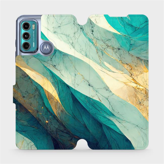 Flipové pouzdro Mobiwear - Motorola Moto G60 - VP37S Zlatavý a zelenkavý mramor