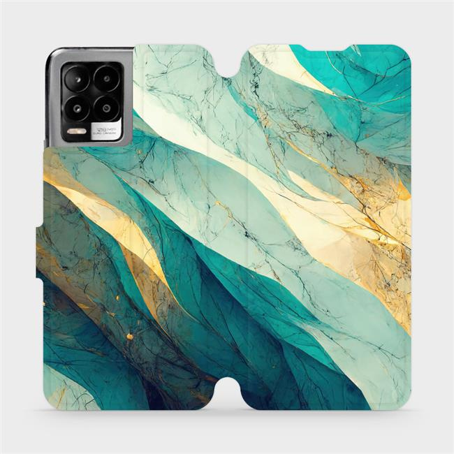 Flipové pouzdro Mobiwear - Realme 8 - VP37S Zlatavý a zelenkavý mramor