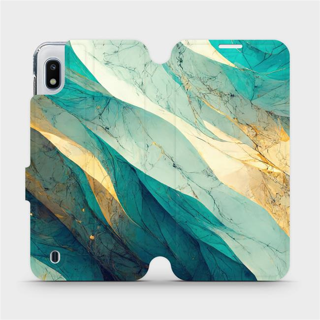 Flipové pouzdro Mobiwear - Samsung Galaxy A10 - VP37S Zlatavý a zelenkavý mramor