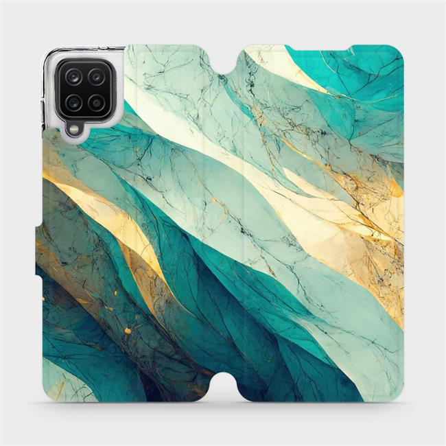 Flipové pouzdro Mobiwear - Samsung Galaxy A12 - VP37S Zlatavý a zelenkavý mramor