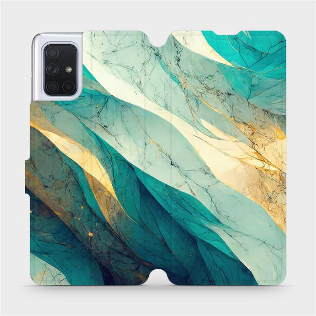 Flipové pouzdro Mobiwear - Samsung Galaxy A71 - VP37S Zlatavý a zelenkavý mramor