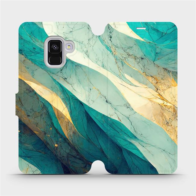 Flipové pouzdro Mobiwear - Samsung Galaxy A8 2018 - VP37S Zlatavý a zelenkavý mramor