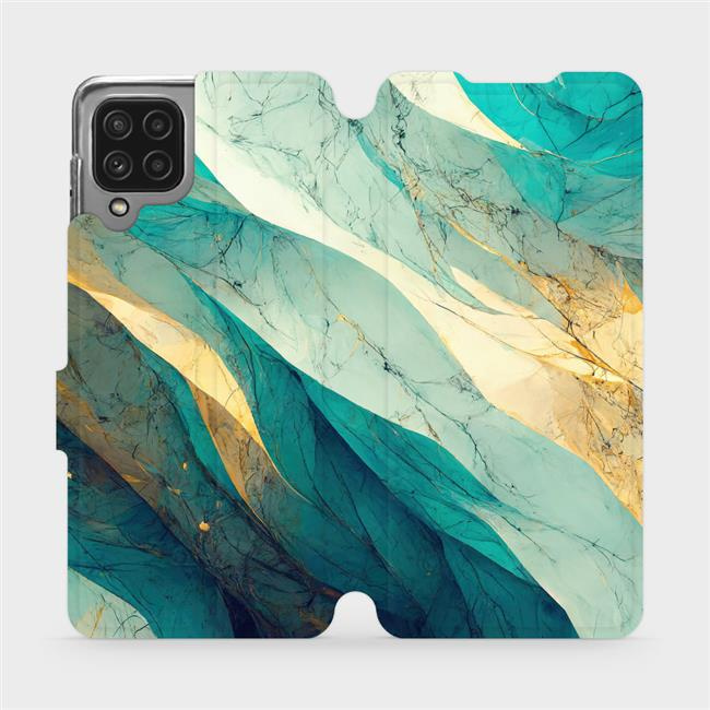 Flipové pouzdro Mobiwear - Samsung Galaxy M22 - VP37S Zlatavý a zelenkavý mramor