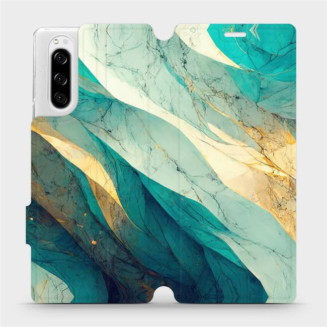 Flipové pouzdro Mobiwear - Sony Xperia 5 - VP37S Zlatavý a zelenkavý mramor