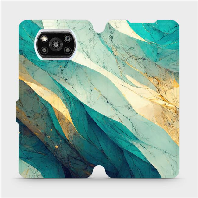 Flipové pouzdro Mobiwear - Xiaomi POCO X3 Pro - VP37S Zlatavý a zelenkavý mramor