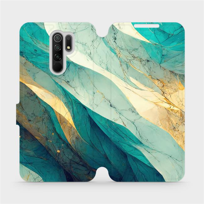 Flipové pouzdro Mobiwear - Xiaomi Redmi 9 - VP37S Zlatavý a zelenkavý mramor