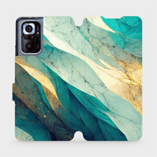 Flipové pouzdro Mobiwear - Xiaomi Redmi Note 10 Pro - VP37S Zlatavý a zelenkavý mramor