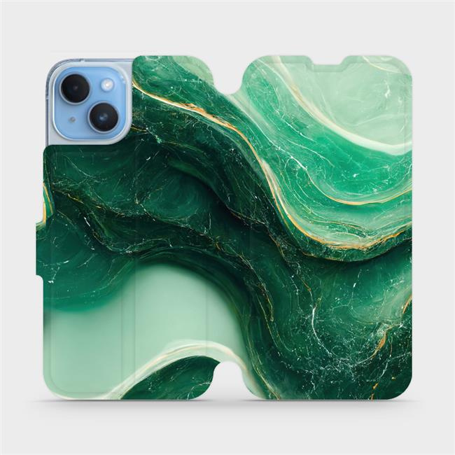 Flipové pouzdro Mobiwear - Apple iPhone 14 - VP38S Zelený mramor