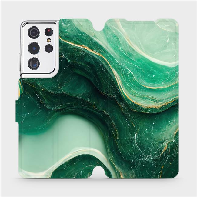 Flipové pouzdro Mobiwear - Samsung Galaxy S21 Ultra - VP38S Zelený mramor